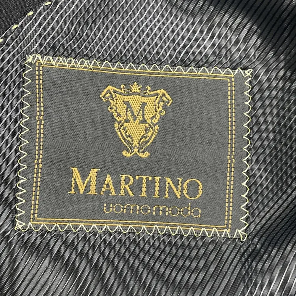 NWT Martino Men 48L Black Pinstripe Longline Blazer 3 Button Front Classic Sharp